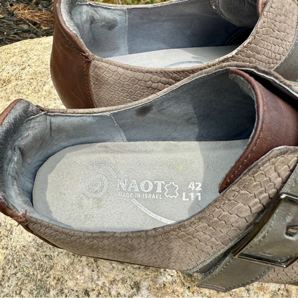 Naot Women's Tane Loafer Shoes Brown Haze Combo Sz 11 Casual Buckle Strap Comfy